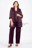 3PC Plus Size Purple Woman's Pants Suits, Trajes de pantalones de mujer de talla mps-575-2
