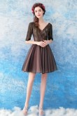 A-line chocolate Homecoming Dresses Above Knee prom dresses TSJY-059