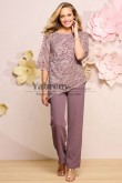 Asymmetry Mother of the Bride Pant Suits with Lace Two Piece Trousers Outfit mps-758