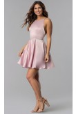 Bean Paste A-line Open-Back Satin Homecoming Dress,Under $100 Short Party Dresses sd-042-1