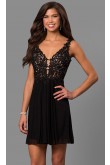 Black Lace-Bodice Homecoming Dresses, Charming Above Knee Graduation Party Dresses sd-036-3