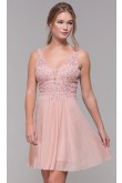 Blushing Pink Lace-Bodice Homecoming Dresses, Charming Above Knee Graduation Party Dresses sd-036-2