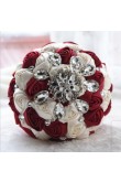 Burgundy and Ivory Crystal Informal Artificial Flowers Rose for bride holding flowers
