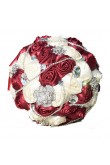 Burgundy and ivory Artificial Flowers Rose for Bride Bouquet with Crystal