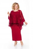 Burgundy Ankle-Length Mother of the bride Dress Plus Size Women's Dress mps-501-3