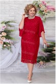 Red Lace Tea-Length Mother of the Groom Dresses Plus Size Women's Dress mps-462-1
