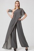 Charcoal chiffon Women's dresses One Shoulder Bridesmaids jumpsuits mps-290