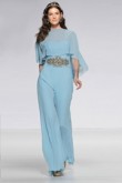 Chiffon Prom Jupmsuit dresses with beaded belt Overlay Top Poncho so-165