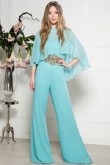 Chiffon Prom Jupmsuit dresswith beaded belt Overlay Top Poncho so-175
