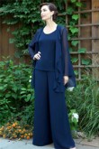 Dark Blue Chiffon mother of the bride pants suits mother of the groom outfit mps-140