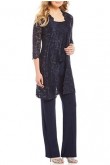 Dark Navy 3-Piece Sequin Glitter Lace Mother Of the bride Pants Suits mps-283-2