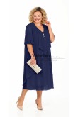 Dark Navy Plus Size Chiffon Mid-Calf Loose Mother of the Bride Dresses mps-569-1