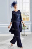 Dark Navy Sequined-Sequin Mother of the bride 3PC delicate women's outfits mps-300