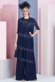 Dark Navy Sequined-Sequin Mother of the bride Outfits Accordion pleats pants suits mps-309