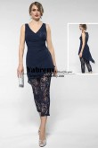 Dark Navy Sheath Mother of the Bride Pantsuits Dressy Women Outfit for Wedding Guest mps-701