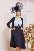 Elegant Knee-length Mother of the bride dress With Chiffon Jacket Navy blue mps-382