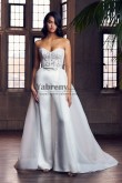 Elegant Sweetheart Wedding Jumpsuits with Removable Train Overskirt Organza Bridal Dresses so-346