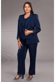 Formal for Mother of the Bride Pant Suits with Coat,Navy Outfit for Daughter's Wedding Guest Outfits mps-731