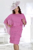 Fuchsia Chiffon Plus size Tiered Mother of the bride dress mps-329
