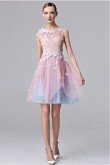 Glamorous A-Line pink and blue lace Homecoming Dresses cyh-020