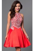 Glamorous Embellished Lace Graduation Party Dresses,A-line Red Homecoming Dresses sd-028