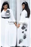 Glamorous White Plus Size Embroidered Prom Dress with Belt,Vestido de fiesta de talla grande so-302
