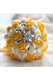 Gold and Ivory Crystal Informal Artificial Flowers Rose for bride holding flowers