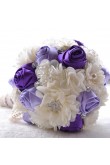 Gorgeous Grape and Ivory Artificial wedding bouquets for bride with Bead string