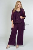 Grape Plus Size Chiffon Mother's Pantsuit,Tenues pour femmes de grande taille mps-541-6