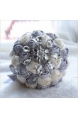 Gray and Ivory Crystal Informal Artificial Flowers Rose for bride holding flowers