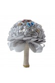 Gray Artificial Flowers Rose for bride and Bridesmaids Bouquet with preals and Butterfly