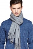 Gray Fashion Pure Color Wool Scarfs for Autumn and Winter