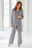 Gray Mother of the bride pantsuits Beaded Chiffon Trouser outfit Classic mps-099