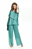 Green Chiffon 2PC Mother of the Bride Pant Suits Beach Wedding Trousers set mps-424-2