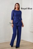 Royal Blue Lace Mother of the Bride Pant Suits, 2 Piece Spring Women's  Outfits mps-751-4