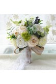 Ivory Artificial Rose Flowers Bridesmaids holding flowers with green leaves