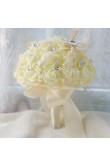 Ivory Simulation Rose Wedding Bouquet flowers with Glass Drill