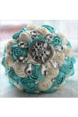 Jade Green and Ivory Crystal Informal Artificial Flowers Rose for bride holding flowers