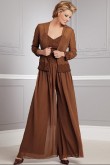 khaki Elegant two Piece mother of the bride dress jumpsuit with coat mps-151