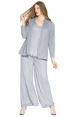 larger size silver Grey delicate beaded mother of the bride pant suits for Spring Wedding mps-144