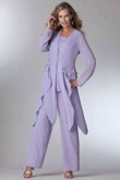Lavender loose Mother of the bride pant suits dress Layered Wedding party Trouser outfit mps-093
