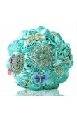 Light Blue Artificial Flowers Rose for Bridesmaids Bouquet with butterfly
