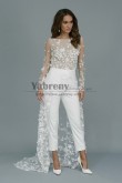 Ivory Bridal Jumpsuit with Skirt and Sleeves, Hochzeitsoveralls, Combinaisons de mariage so-309