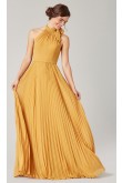 Marigold Golden Bridesmaids Chiffon Dresses With Accordion Pleats so-280