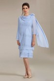 Mid-Calf Mother of the bride dresses Sky Blue Chiffon dresses mps-336