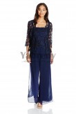 Modern Dark navy Venice lace Mother of the bride pants suits dresses mps-050
