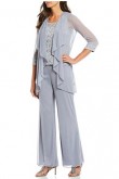 Modern Gray 3 Piece Loose Half Sleeves Mother Of the bride Pants Suits mps-288-3