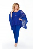 Modern 3PC Mother of the Bride Pant suits With Royal blue Cape Plus Size mps-425-2