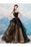 Multilayer A-line prom dress Black Strapless Quinceanera Dresses TSJY-180