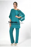 New Arrival Mother of the Bride Pant suits with Beaded Neckline Cape Sleeves Green mps-680